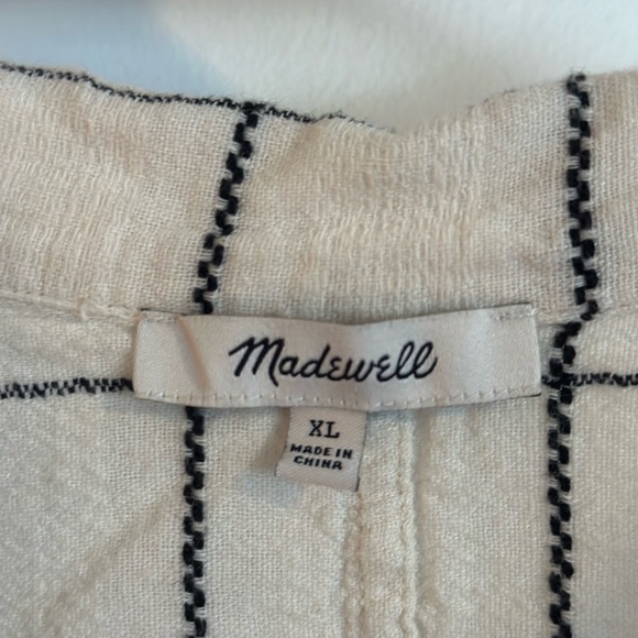 Madewell Cream and Black Grid Button-Down Shirt - Picture 2 of 3